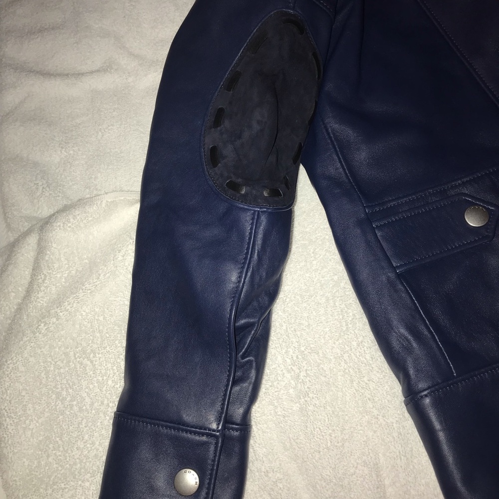 Blue leather coach jacket !! Open to offers. ! - Picture 7 of 7
